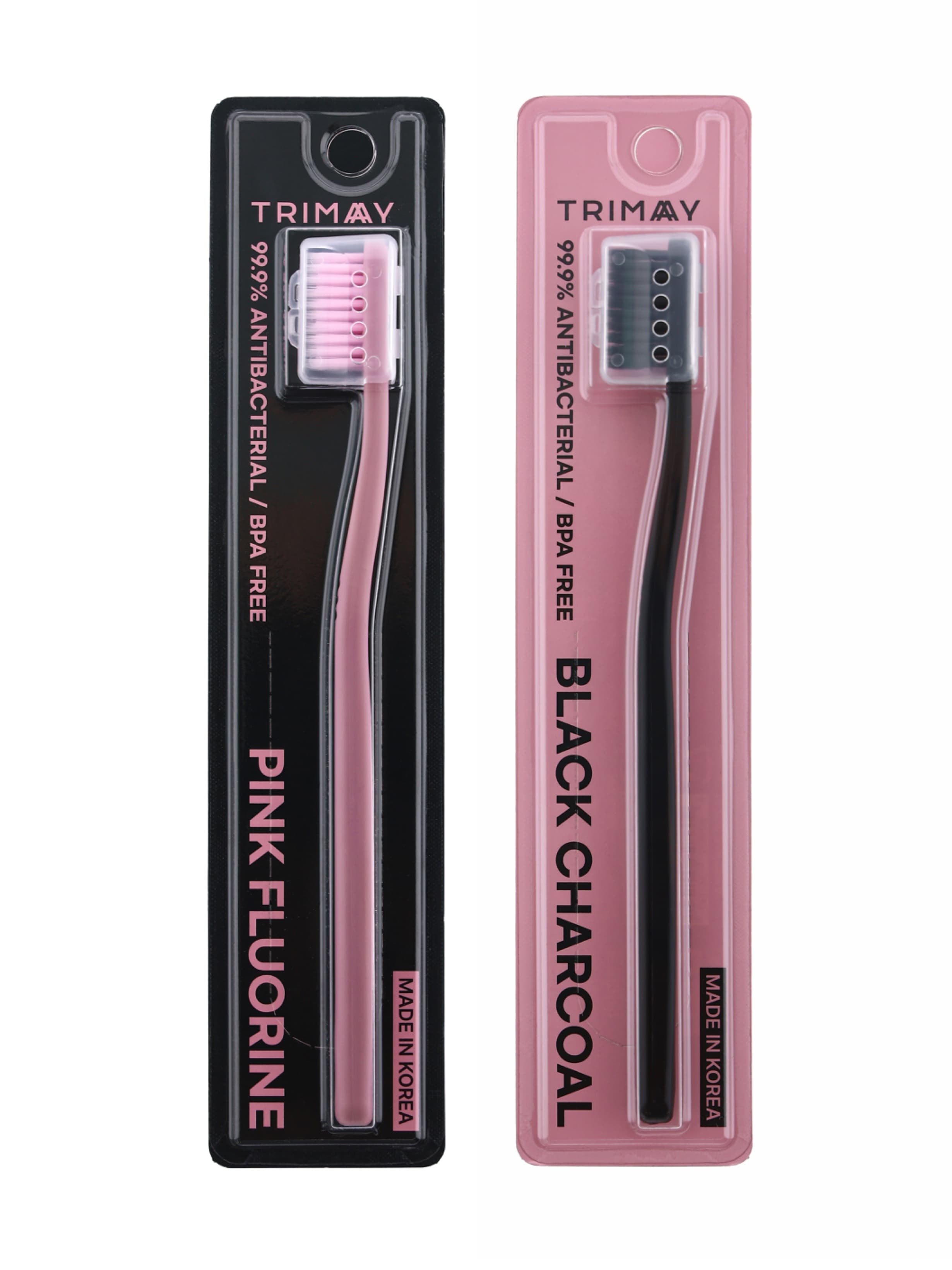 Зубная щетка мягкая щетина набор 2 шт. Toothbrush black charlcoal + pink fluorine