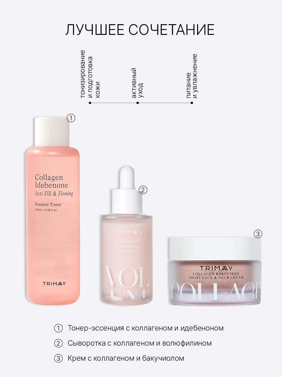  Ночной крем антивозрастной для кожи лица и шеи с коллагеном и бакучиолом Collagen Bakuchiol Night Face & Neck Cream, 50 мл — фото 10