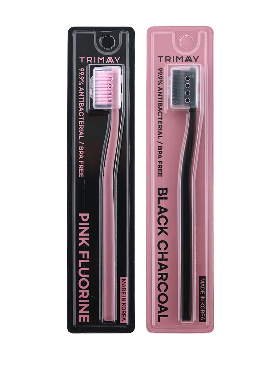 Зубная щетка мягкая щетина набор 2 шт. Toothbrush black charlcoal + pink fluorine